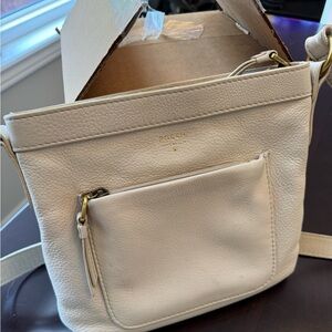 Fossil Cream Crossbody Bag with Minimalist Design